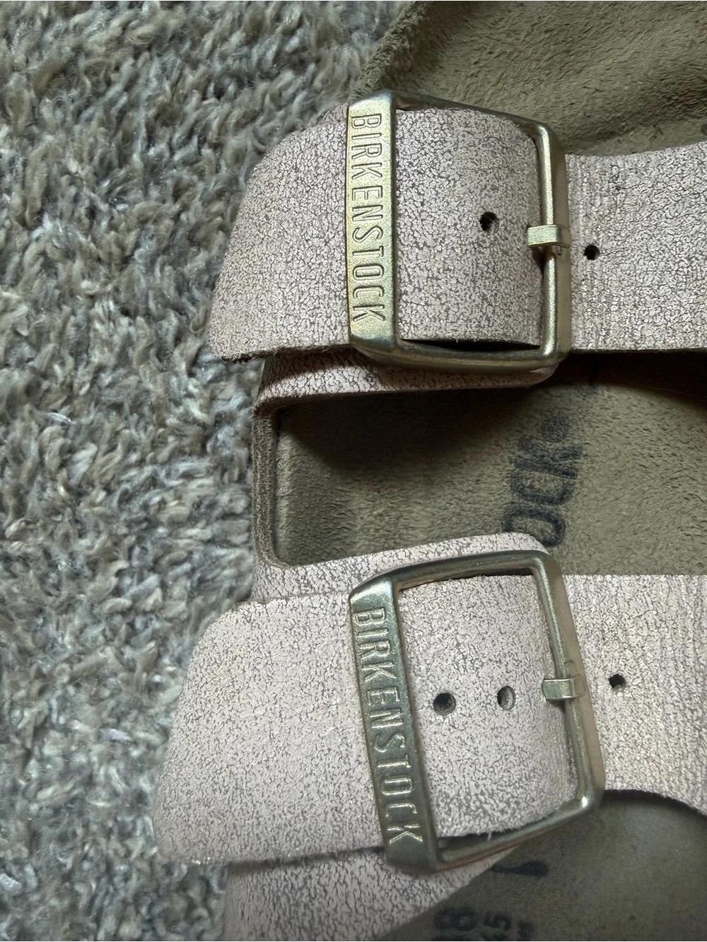 Birkenstock Double Strap Sandals in Metallic Blush Pink - Picture 4 of 5